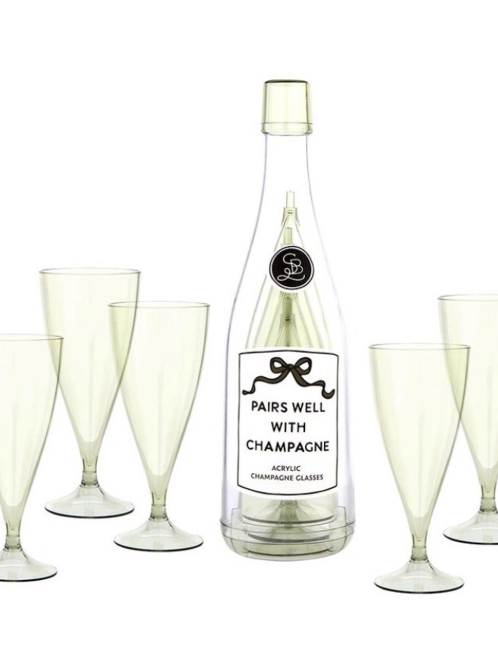 Pairs Well With Champagne Acrylic Champagne Glasses - Light Green